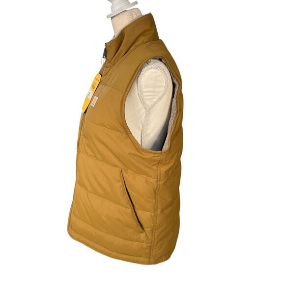Carhartt Women's NWT Montana Puffer Reversible Sherpa Insulated Vest Tan Size Me - Picture 2 of 9